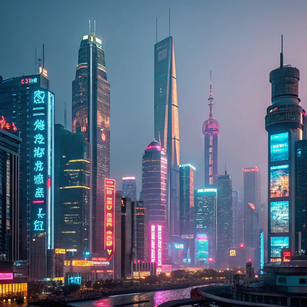 Album art for 'Cyberpunk Echoes', featuring a neon cityscape with dark shadows and electric blue highlights.