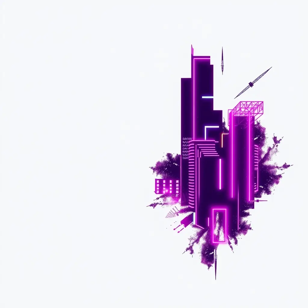 Album art for Neon Shadows, featuring a neon cityscape with dark shadows and electric blue highlights.
